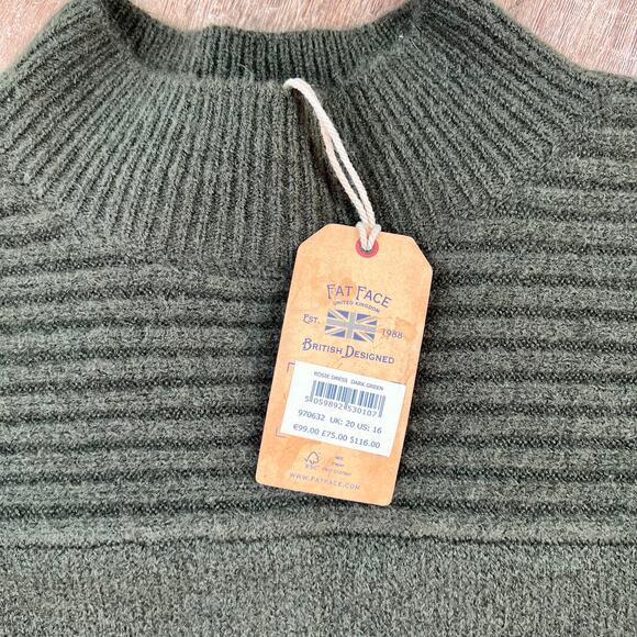 NWT Fat face Rosie sweater Dress Dark Green Color turtle mock neck - Picture 3 of 6